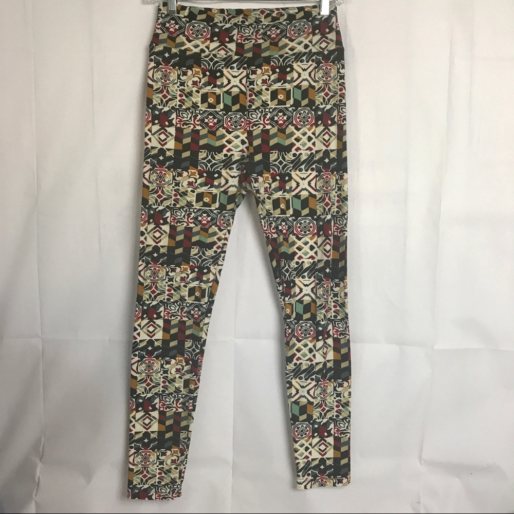 Lularoe Leggings One Size Soft Stretch Black Red